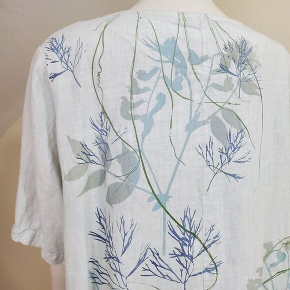 Blue Fish Size 1 Linen tie Front Tunic 5306 Contrast Cardi Dew-P Hand Printed - Picture 9 of 16